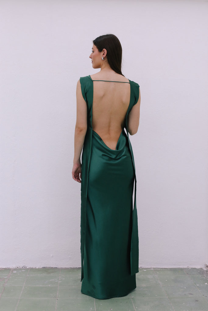 PINE GREEN BACKLESS DRESS